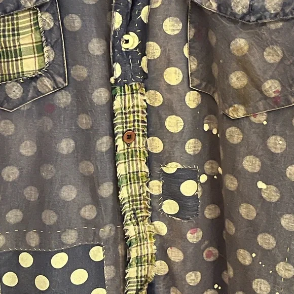 Magnolia Pearl Navy/White Polka Dot Western Cut Shirt - Picture 3 of 9